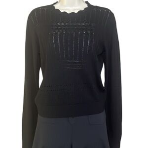 10 Crosby Derek Lam Eyelet Black Wool Cashmere Sweater Medium